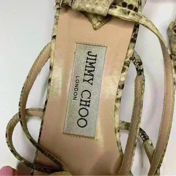 Jimmy Choo Snakeskin Leather Wedge Sandal - Picture 2 of 14